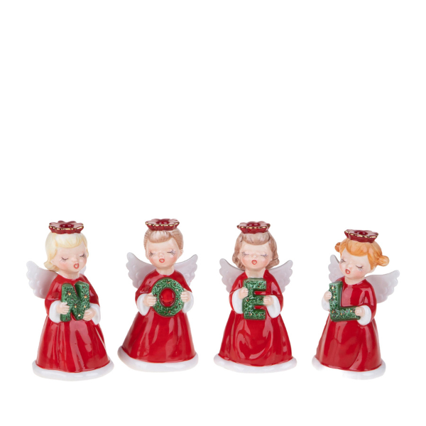 Set 4 Candele Natalizie  con Figurine Angeli
