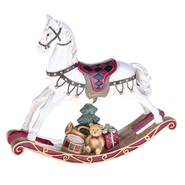 Cavallo a Dondolo Natalizio 18,5 cm in Resina