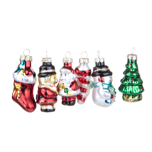 Set 20 Decorazioni Natalizie in Vetro Multicolor