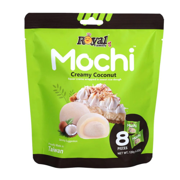 Royal Family Mochi Creamy Coconut, mochi al gusto di cocco da 120g (confezioni da 3)