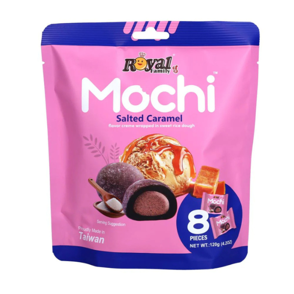 Royal Family Mochi Salted Caramel, mochi al gusto di caramello salato da 120g (confezioni da 3)