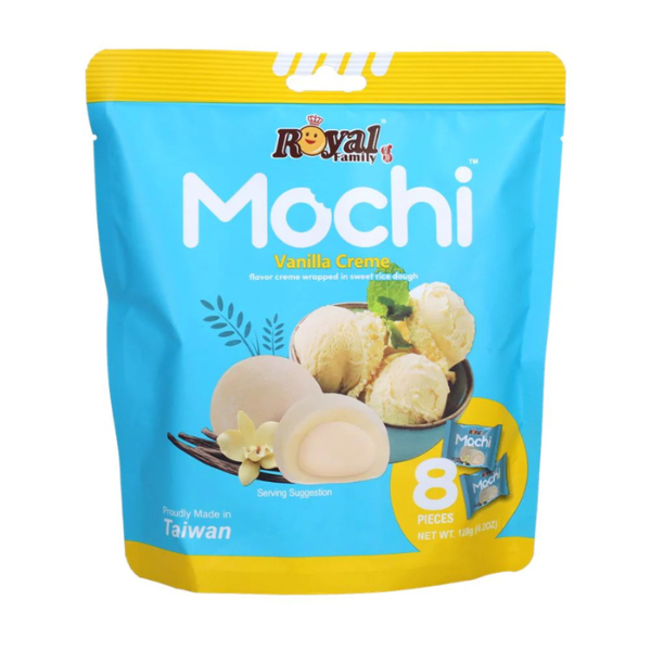 Royal Family Mochi Vanilla Creme, mochi al gusto di vaniglia da 120g (confezioni da 3)